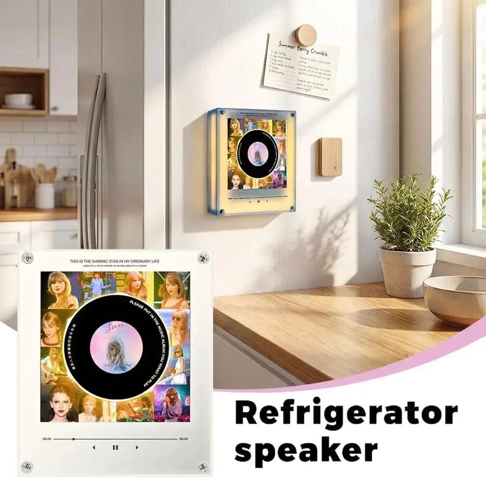 Lecteur de musique NFC, autocollant magnétique pour réfrigérateur, Machine à disque rotatif en acrylique, lecteurs de chansons automatiques pour réfrigérateur, veilleuse — image 4