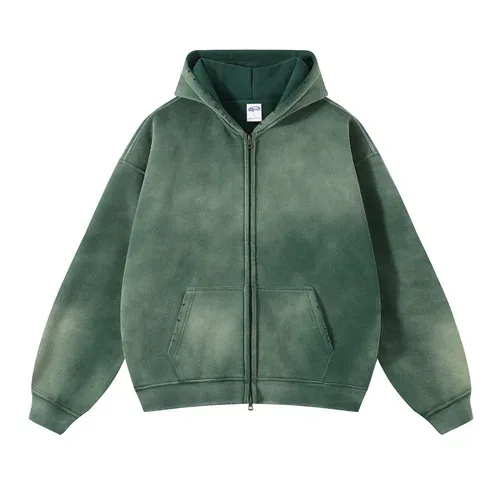 Men's Zip Up Hoodies Tie Dye Washed Double Oversize Cardigan Sweatshirt Loose Plus Plush Gradient Man Hooded Pullovers Winter — image 13