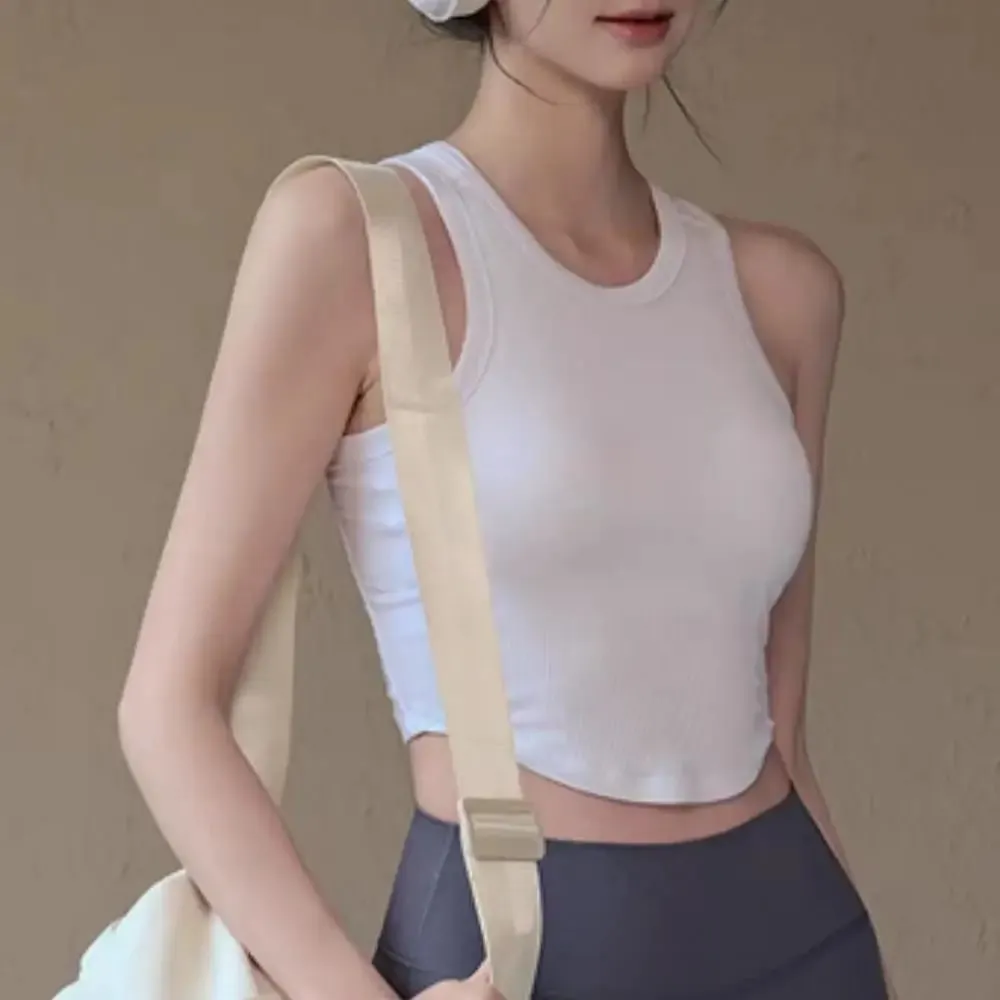 2025 U Push Up Sport Bra Fashion Women Tank Top Solid Color Sleeveless Vest Comfortable Short Top Breathable Casual Crop Tops — image 4