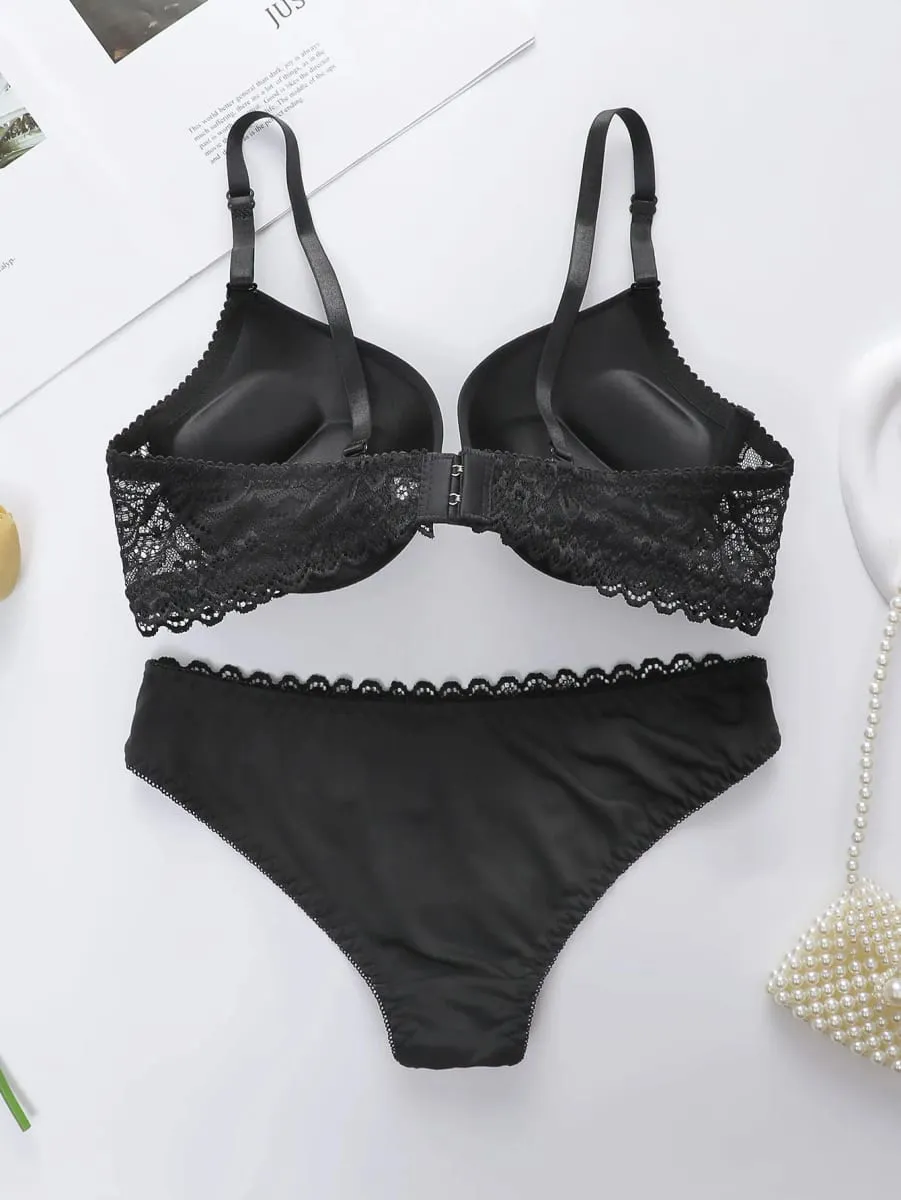 Women Solid Color Sexy Underwear Set Gathered Push Up Underwear Daily Comfortable And Close Fitting Seamless Underwear Set 3208 — image 2