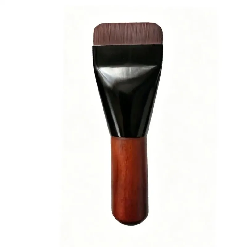 Pincel de base de cauda de peixe ultra fino pincéis de maquiagem líquida alça de grão de madeira plana rosto contorno creme em pó liquidificador