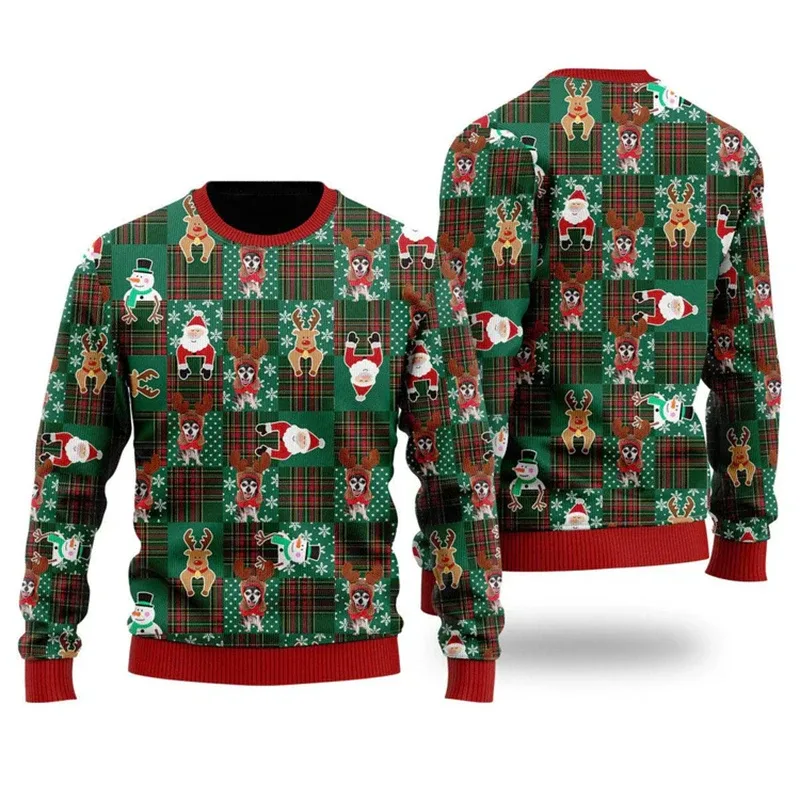 Baju Sweater Krismas Jelek 2026 Lelaki Pullover Corak Santa Claus Wanita 2026 Baju Sweat Leher Krew Merry Christmas Tahun Baru — image 8