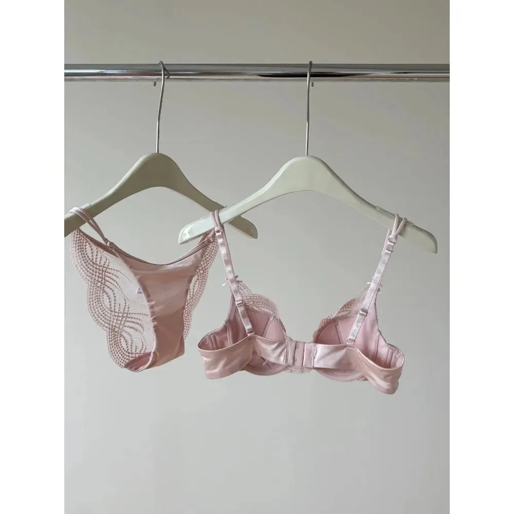 Set intimo mezza coppa Donna Coppa sottile Push Up Reggiseno morbido con ferretto Slip Piccolo petto Raccogliere Supporto laterale Biancheria intima anticedimento 32‑38 — image 4
