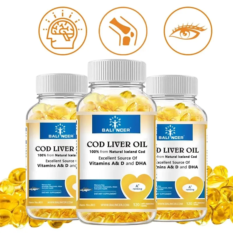 Kapsul Minyak Hati Ikan Kod Kaya dengan Vitamin A D dan DHA Membantu Mengekalkan Kulit Sihat Otak dan Tulang Yang Kuat serta Meningkatkan Daya Ingatan — image 1