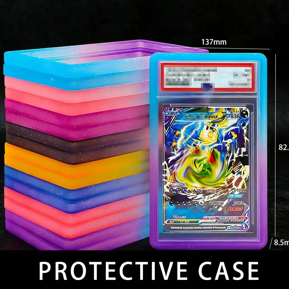 Capa protetora para cartão de classificação psa, capa macia de silicone com absorção de choque, tpu, ajuste para cartão de coleção, cor gradiente, capa protetora — image 1
