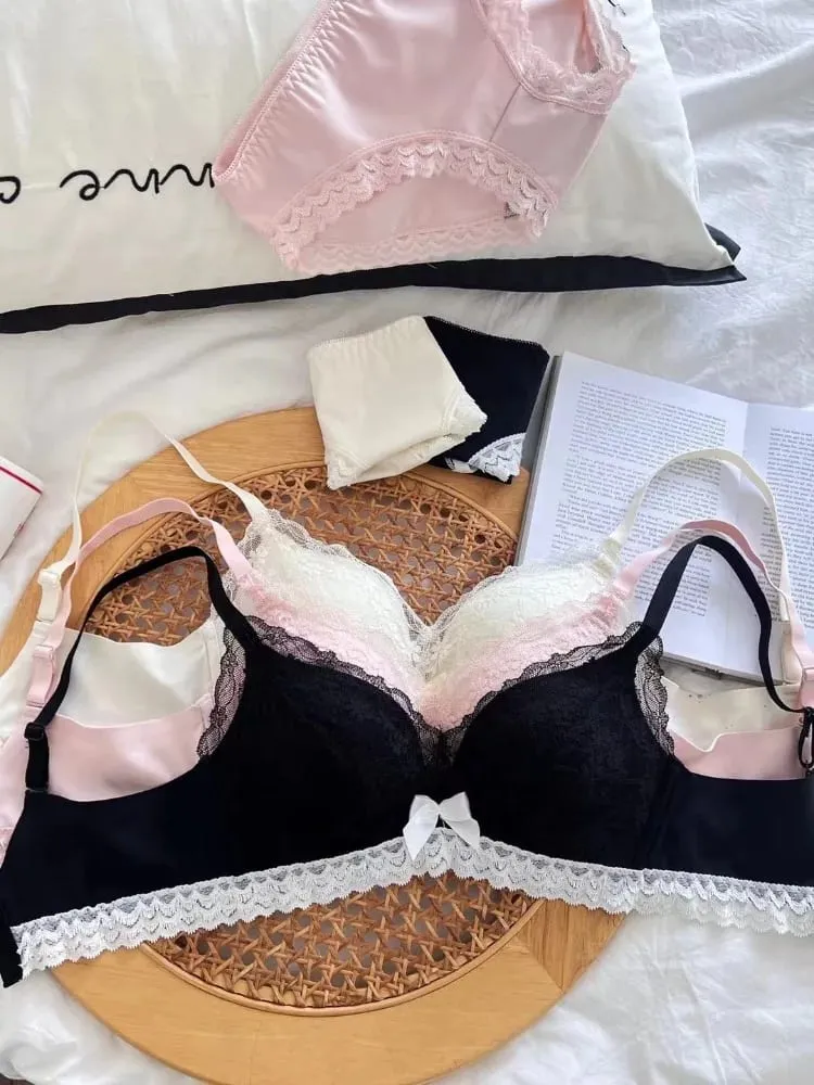 ญี่ปุ่นอะนิเมะลูกไม้ชุด Push Up Bralette ไร้สายหน้าอกขนาดเล็กเซ็กซี่สามเหลี่ยมถ้วยชุดชั้นในชุดฤดูใบไม้ผลิฤดูร้อน MOYISU — image 1
