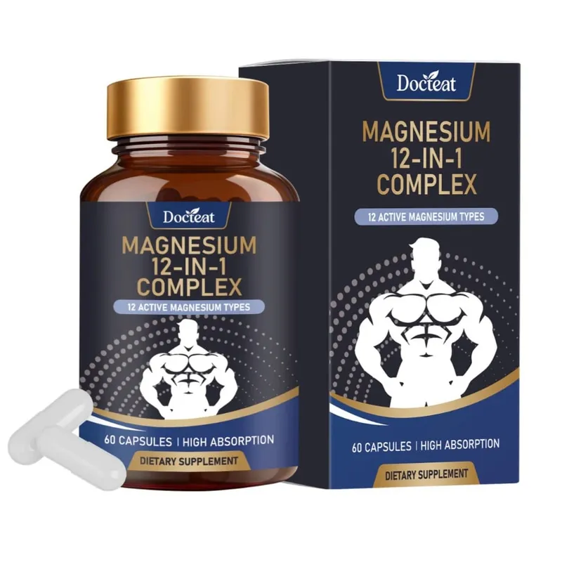 Magnezyum Takviyesi Kapsülleri 12 Magnezyum Formları Mineral Kompleksi Günlük Sağlık Desteği için Günlük Mineral Beslenme Takviyesi