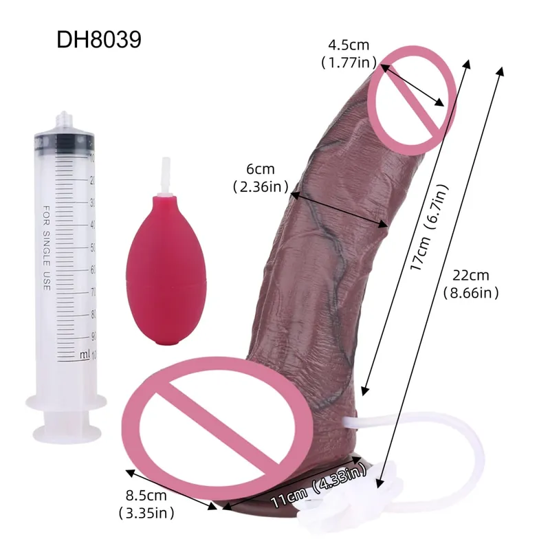 Silicone Sống Động Như Thật Hai Lớp Xuất Tinh Dương Vật Squirting Dài Dương Vật Giả Có Mút Hậu Môn Đồ Chơi Dành Cho Nam Nữ Masturbator — image 13
