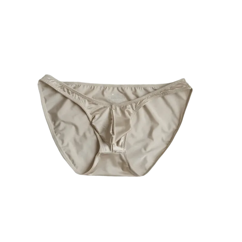 Bequeme U-Pouch-Unterwäsche für Herren mit niedriger Taille, atmungsaktiv, nahtlos, Satin-Seiden-Slip, schmaler Gürtel, Dessous, Eisseiden-Höschen, Sport
