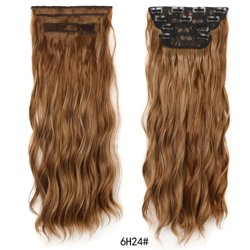 Jeedou pince dans les Extensions de cheveux 4 pièce/ensemble synthétique longs ondulés cheveux épais rebondissant bouclés pleine tête postiche aspect naturel — image 9