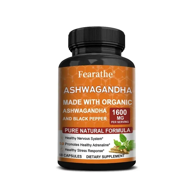 Capsule di estratto di Ashwagandha - Pepe nero Supporta sollievo dallo stress Umore Sonno Funzione cerebrale Recupero muscolare e salute immunitaria