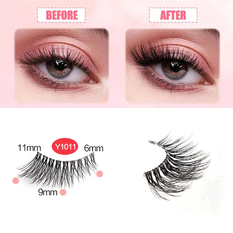 Mezze Ciglia Cat Eye Ciglia 3/5/10 Paia Ciglia Finte Soffici Morbide Aspetto Naturale Fascia Trasparente 3D Ciglia di Visone Estensione trucco