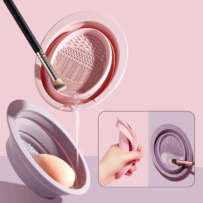Make-up Pinsel Schwamm Mixer Puff Reiniger Make-Up-Tools Waschen Reinigung Flüssigkeit Schüssel Luft Trocknen Netto Set Für Pulver Lidschatten — image 2