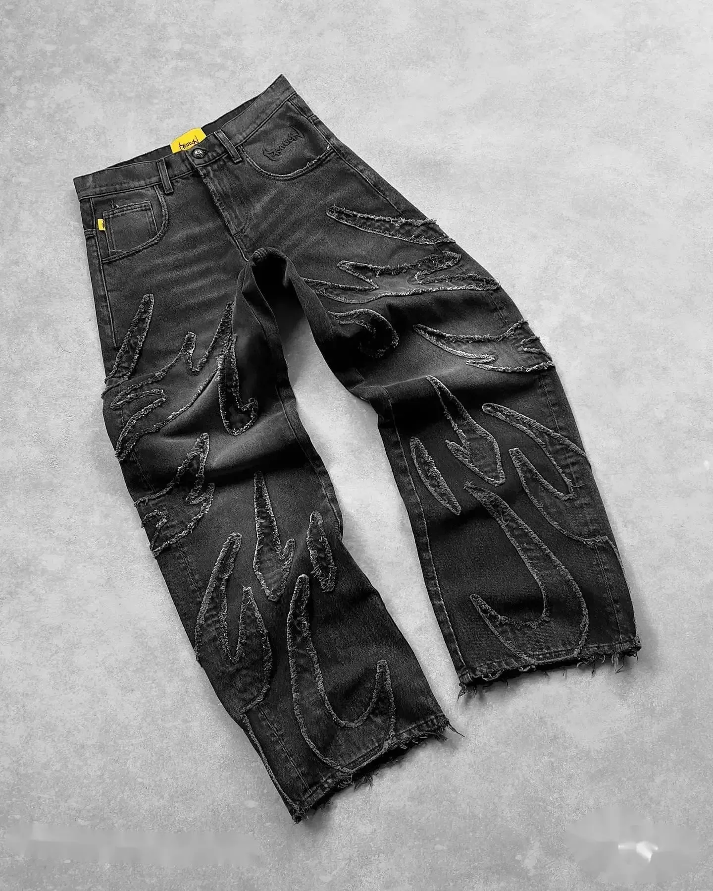 Elixir X נעים להסרה ג'ינס רטרו פאנק Streetwear Ziipper מכנסיים ג'ינס פסים פסים מכנסיים ג'ינס שחורים באגי היפ הופ שחבור ג'ינס — image 11
