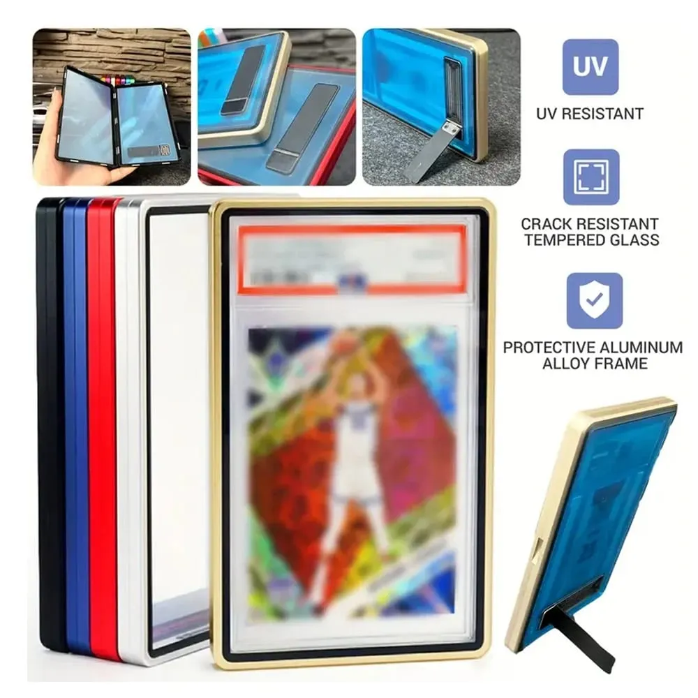 Aluminium Alloy Multicolor Trading Card Protect Case with Stand Untuk Sokongan Kad Bergred PSA BGS Mendatar dan Menegak