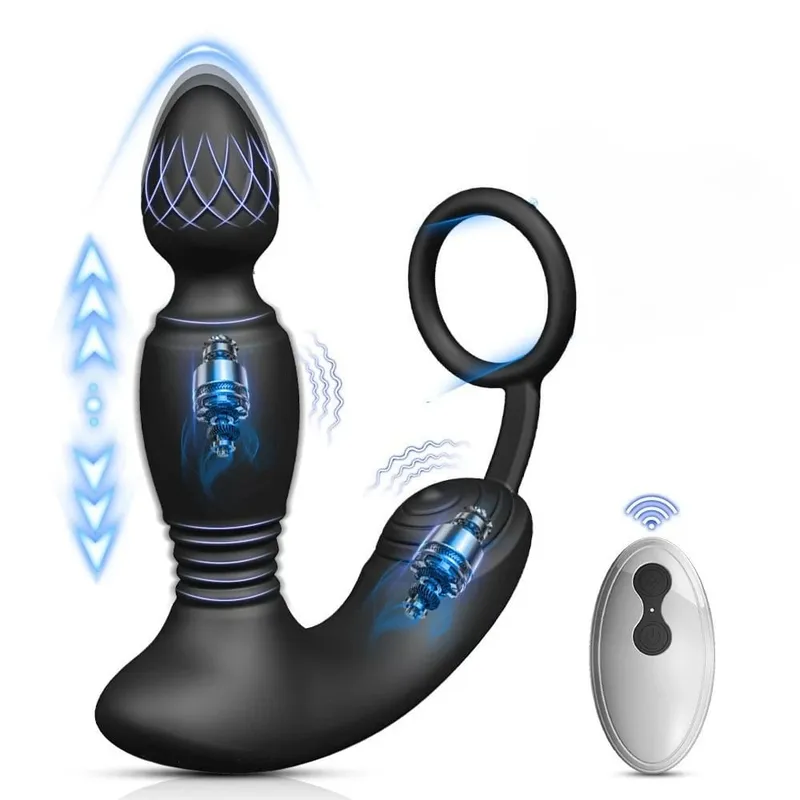 APP Kontrolü Vibratör Erkekler için Erkek Sokmak Vibartor prostat masaj aleti Gecikmeli Boşalma Mantar Halka Butt Plug Yetişkin için Seks Oyuncak