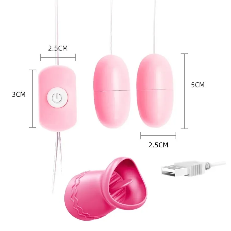 Dua Bola Vibrator Lidah Jilat Bergetar Lompat Telur Perangsang Kelentit Produk Dewasa Mainan Seks Untuk Wanita Melancap Wanita — image 8
