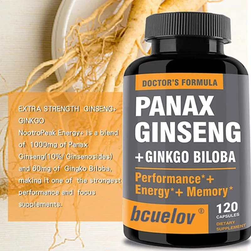 โสม + อาหารเสริมแปะก๊วย Biloba ช่วยเพิ่มโฟกัสพลังงานรองรับประสิทธิภาพทางปัญญาของนักกีฬาและสุขภาพหัวใจ 120 แคป — image 3