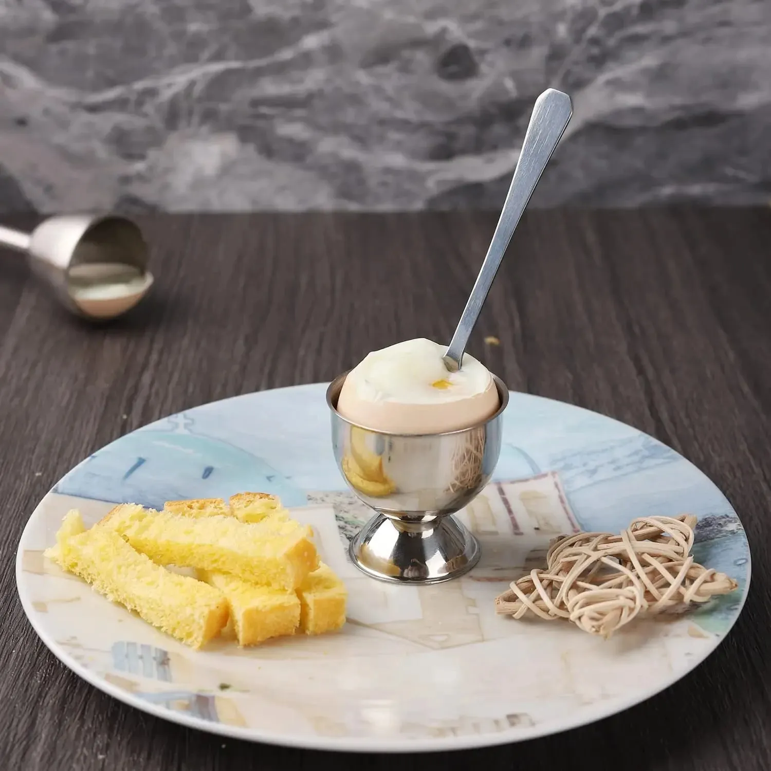 Set di portauova in acciaio inox, supporto per vassoio per uova sode, per colazione, brunch, utensili da cucina, set regalo di Natale, utensili da cucina — image 7