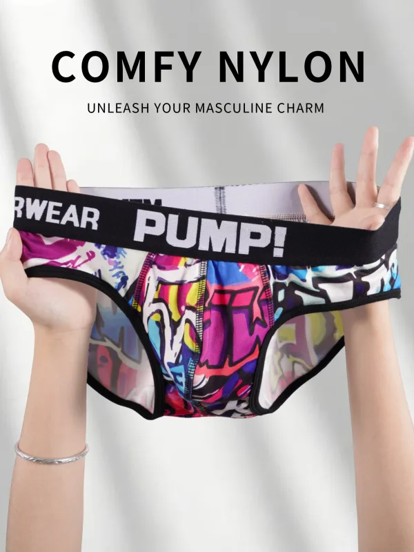 Men’s Graffiti Print Triangle Underwear Elastic Waistband Ice Silk Breathable Underwear 3256811822635074 — image 8