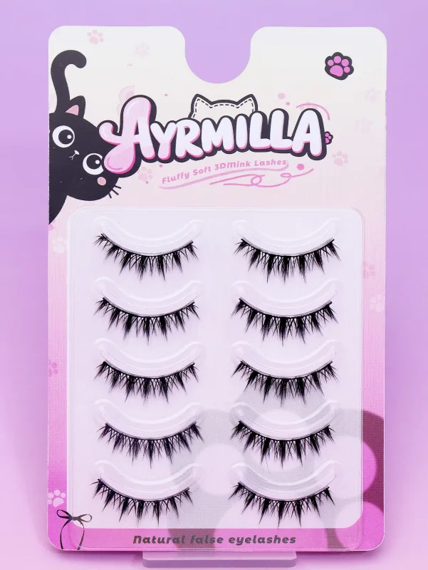Spiky Devil Cat-Eye ריסים מלאכותיים 5-10 מ"מ Wispy Spiky Strip ריסים Natural Fluffy Fox Eye הארכת ריסים רך כמו מינק תלת מימד