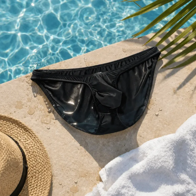 Slip Ultra-fin en soie glacée à séchage rapide, taille basse, sous-vêtements sans couture pour hommes, pochette en U, Lingerie en maille, culotte de voyage — image 15