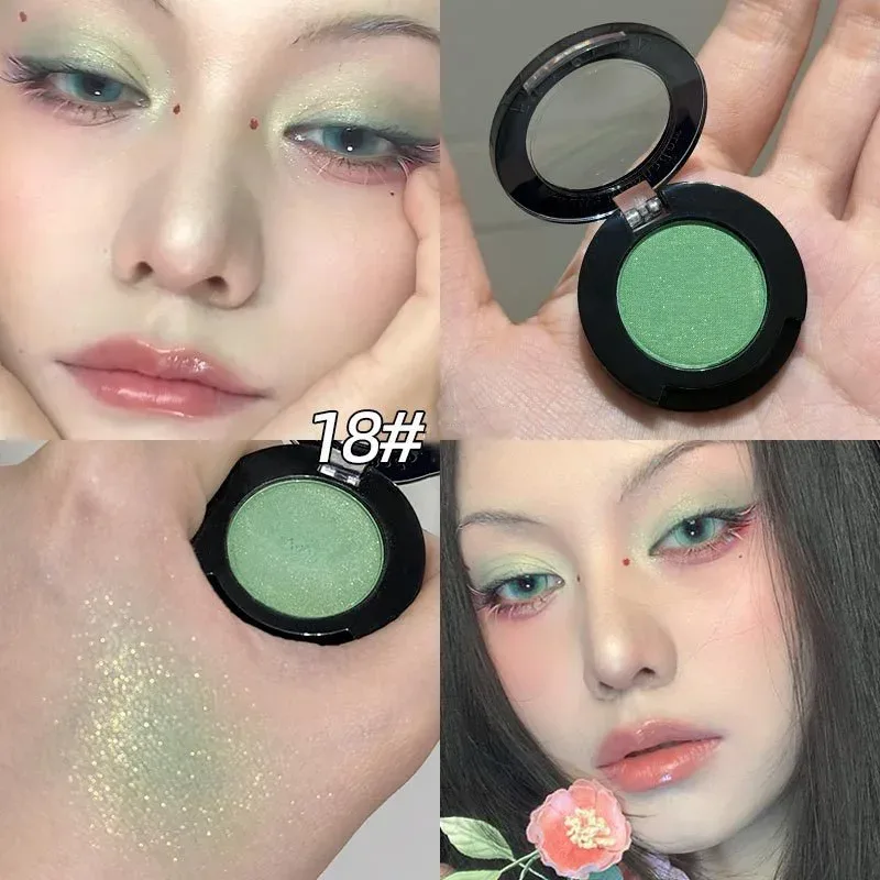 Monochrome Matte Brown Eyeshadow Makeup Waterproof Lasting Shiny Green Eye Makeup Natural Brighten Eyeshadow Highlighter Palette