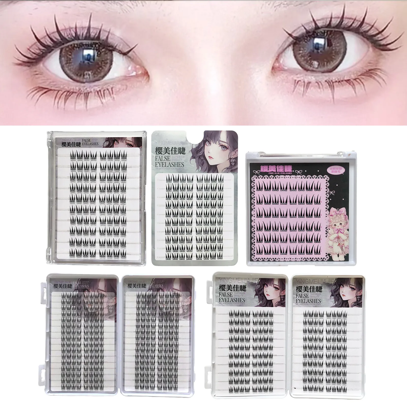 Nadýchané objemové umělé řasy prodlužování přirozené kadeře ve tvaru V Velkokapacitní umělé řasy Každodenní nošení Perfektní oční make-up pro ženy — image 4