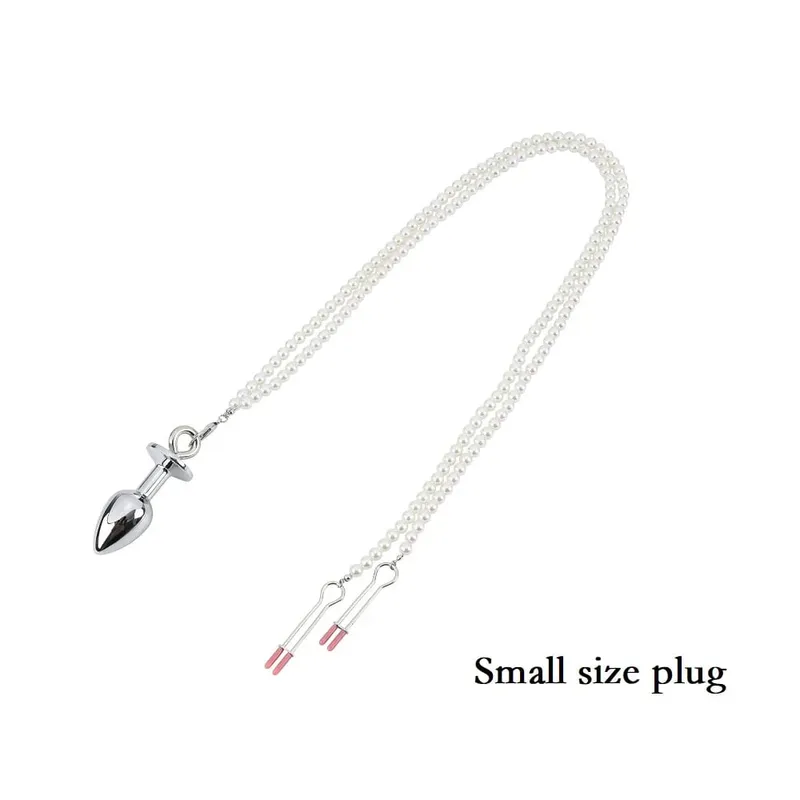 Piccole medie grandi perline anali Butt plug Morsetti per capezzoli di perle Set con catena Clip per seno in metallo Bondage Coppia schiava Gioco Giocattolo del sesso — image 17