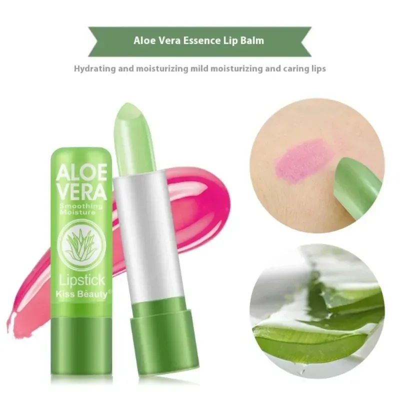 Aloe Vera Moisturizing ลิปสติกธรรมชาติยาวนานอุณหภูมิสีเปลี่ยน Lip Balm Fade-Resistant Nourishing LIPS Care แต่งหน้า — image 7
