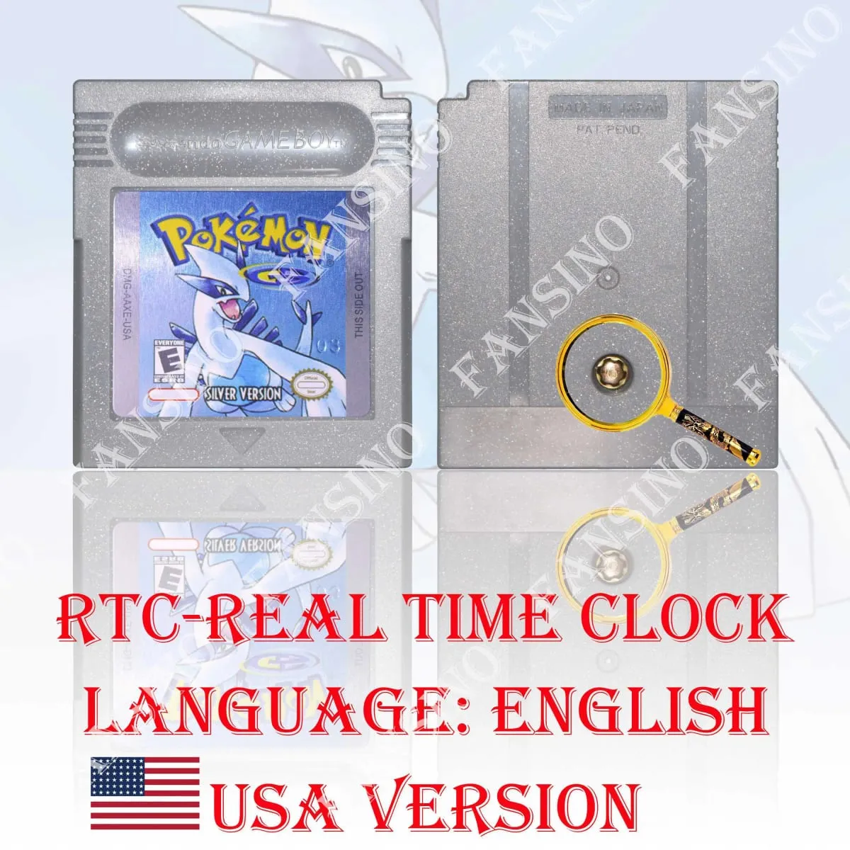 GB/GBC Echtzeituhr Pokemon Crystal/Gold/Silver Version Videospielkassette mit Batterie USA/NOE/FRA/ESP/ITA Version — image 8