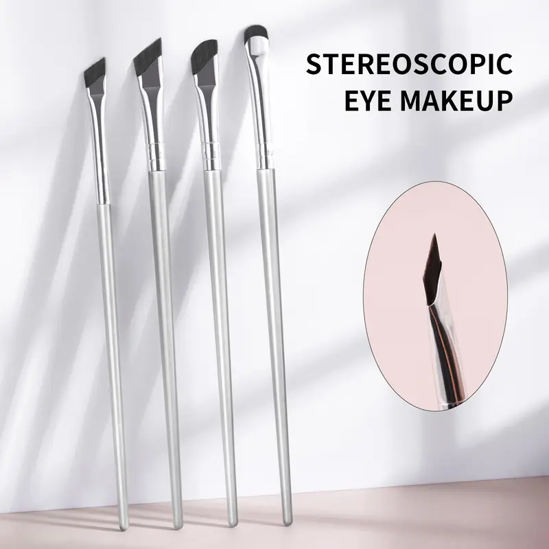 4Pcs Ultra Thin Angled Eyebrow Brushes Set Fine Precise Brow Brush para sa Eyebrow Powder Gel Liner Eye Makeup Tools — image 1