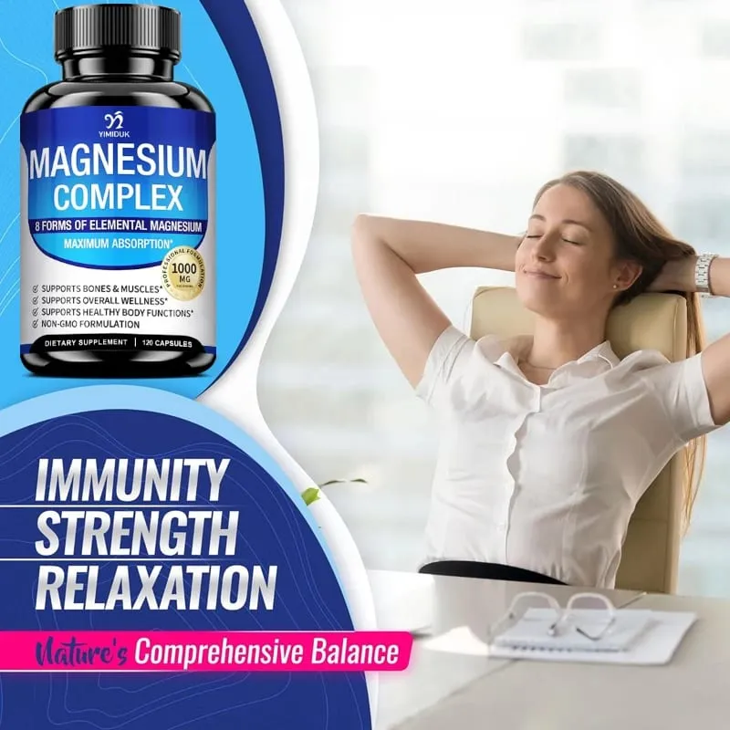 Magnesium Complex Pills - Bone Muscle & Heart Health Supplement Sleep Support Muscle Relaxation Stress & Anxiety Relief
