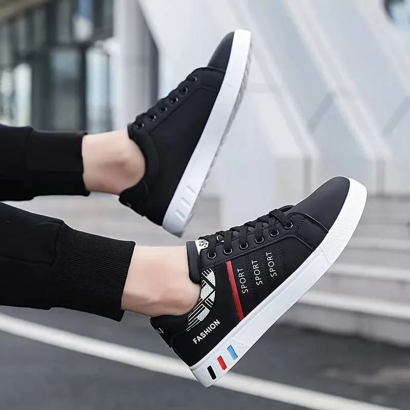 Low-Top-Skateboard-Sneaker für Herren – atmungsaktives Synthetik-Obermaterial, strapazierfähige PVC-Sohle, rundes Zehendesign, geeignet für Freizeit- und formelle Kleidung, Skateboard-Schuhe, Freizeitschuhe, stilvolles Schnür-Design, ausgestattet mit bequemen Stoff-Einlegesohlen. — image 6
