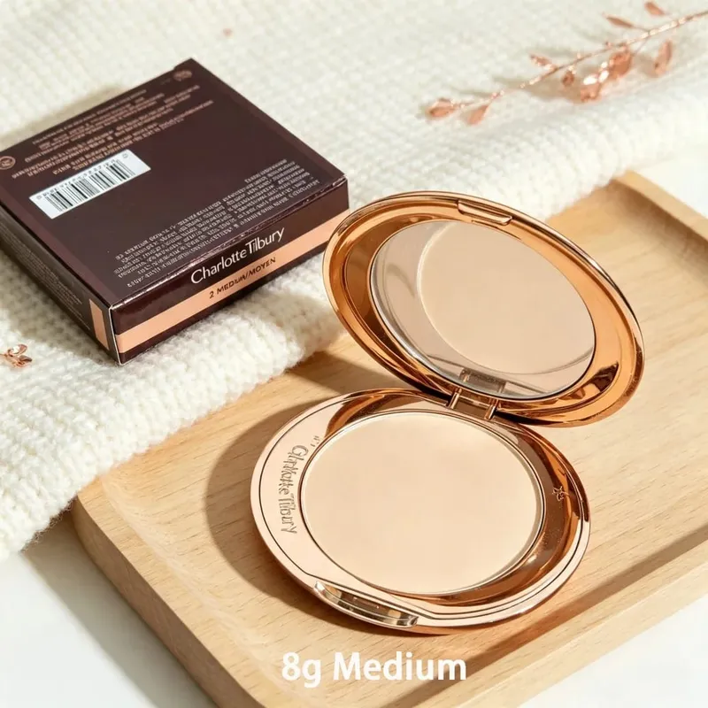 Charlotte Tilbury mate ajuste polvo prensado 4 colores base líquida Hollywood filtro impecable CT bolsa de maquillaje cosméticos de regalo — image 11