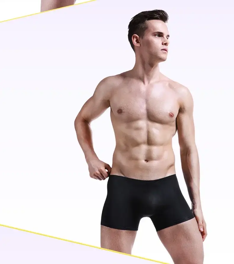 Eisseidenunterwäsche für Herren, nahtlos, ultradünn, transparent, Boxershorts, sexy, einteilig, Sommer, atmungsaktiv, Jugendflut, vier Ecken — image 20