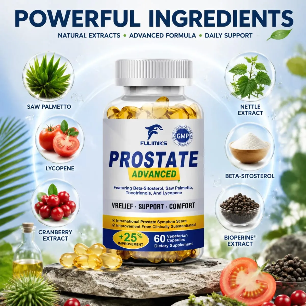 Advanced Saw Palmetto Capsules สำหรับชายสนับสนุนผมกระเพาะปัสสาวะทางเดินปัสสาวะ & สุขภาพต่อมลูกหมากลดตอนกลางคืนห้องน้ำ Trips — image 4