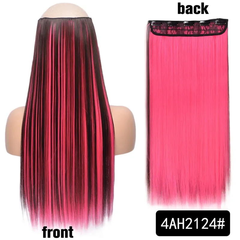 Long Straight Curly One Piece 5clips Clip-in Extensions 22Inch Heat Resistant Hairstyles Colour Mix Blonde Hair Piece For Women — image 85