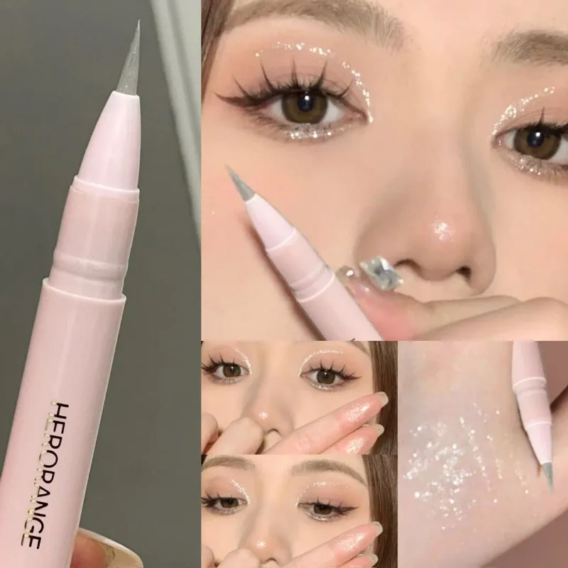 Herorange Glitter Shimmer Eyeliner Pen Penyerlah Berkilauan untuk Pen Solek Ulat Sutera Cairan Licin Bawah Mata — image 9