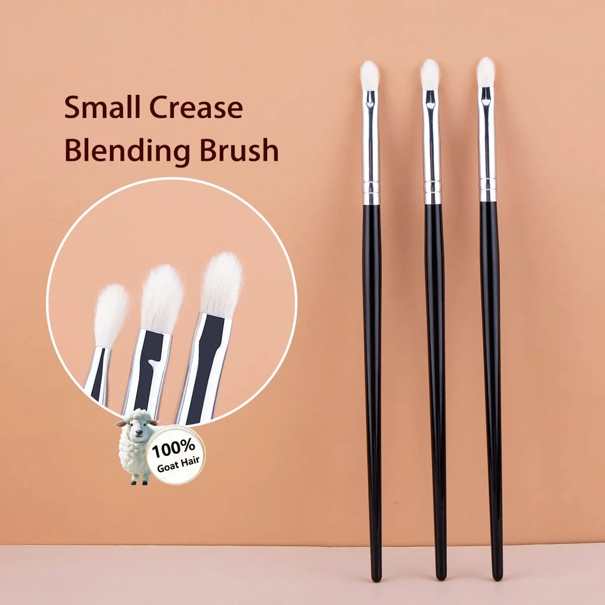 แปรงอายแชโดว์ผสมผมแพะ 100% ขนาดเล็ก Crease Blending แปรงแต่งหน้าที่แม่นยำ Eye Shadow Blending เครื่องมือแต่งหน้า — image 1