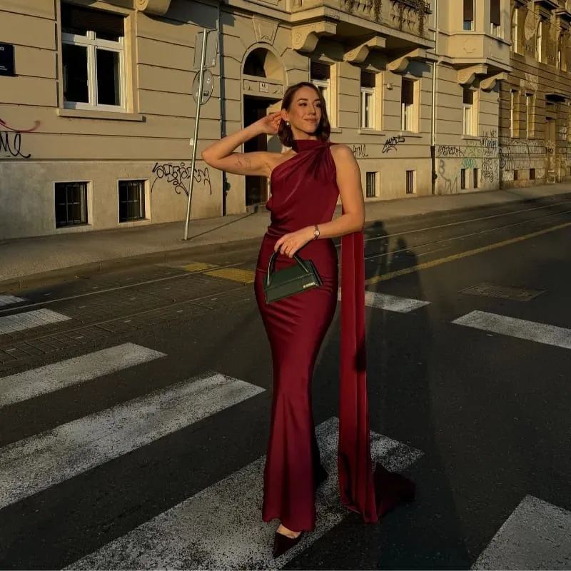 Robe longue en Satin pour femmes, dos nu, col en V, sans manches, fente, couleur unie, Sexy, Robes de soirée, vacances, été, 2026 — image 21