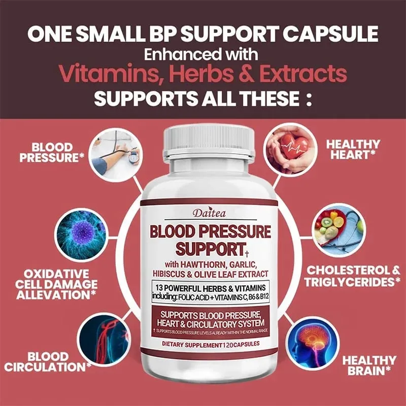 Integratore per il supporto della pressione sanguigna - Cardio colesterolo cardiaco - 13 vitamine con vitamine C B6 e B12 Biancospino e foglie di olivo — image 4