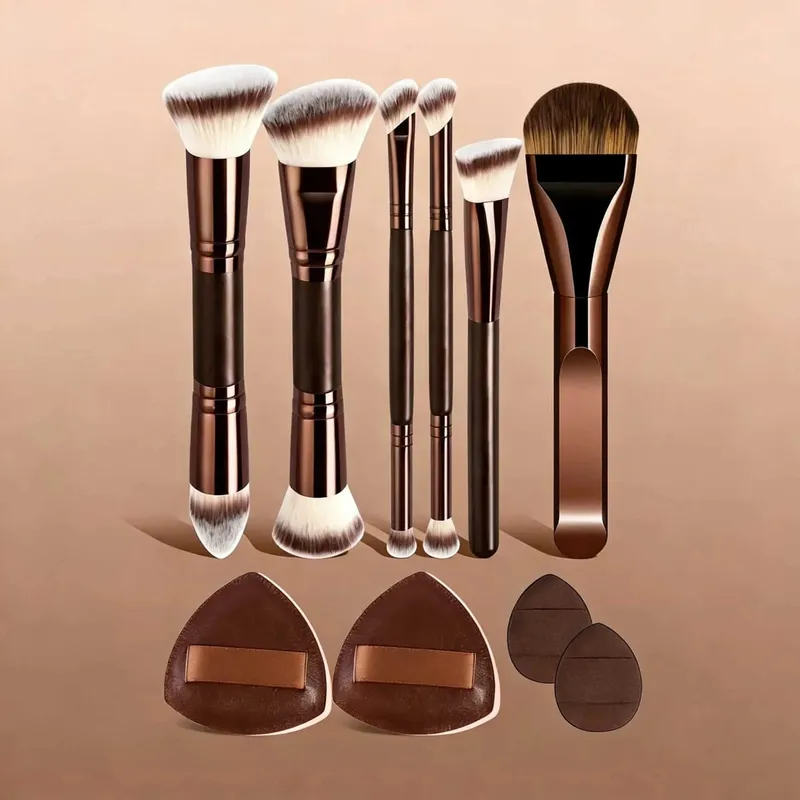 Set Berus Solek Aluminium Profesional Termasuk Berus Mekap Rambut Sintetik Berkualiti Tinggi Lembut Berus Bedak Bedak. — image 2