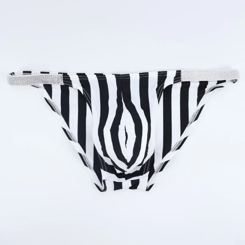Comfortable Men Lingerie Briefs Bikini Black White Striped Underwear Sports Casual Man Tanga Panties Jockstrap Pouch