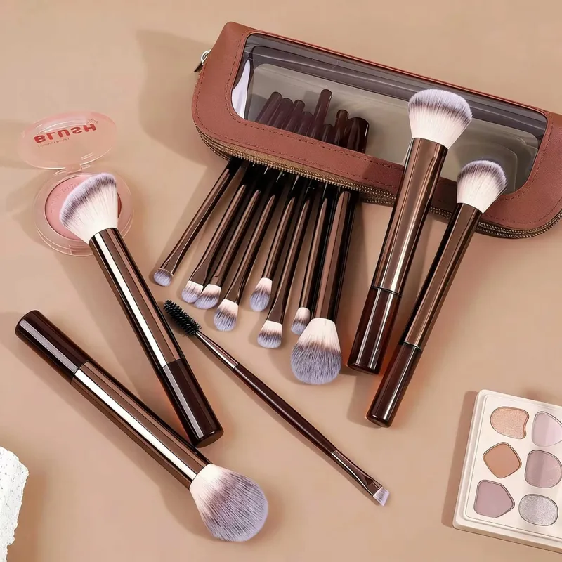 13ks štětců na make-up s úložným sáčkem Měkký nadýchaný kosmetický podkladový pudr oční stíny Kabuki Blending Beauty Tool Makeup — image 6
