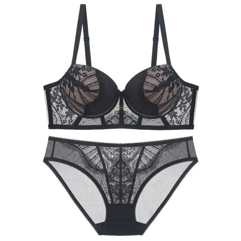 5 สีขนาดใหญ่ขนาด 70-85 ABCD Thicken Push Up รวบรวม Brassiere ผู้หญิงชุดชั้นในเซ็กซี่กางเกงปรับลูกไม้หญิงชุดชั้นในชุด — image 7