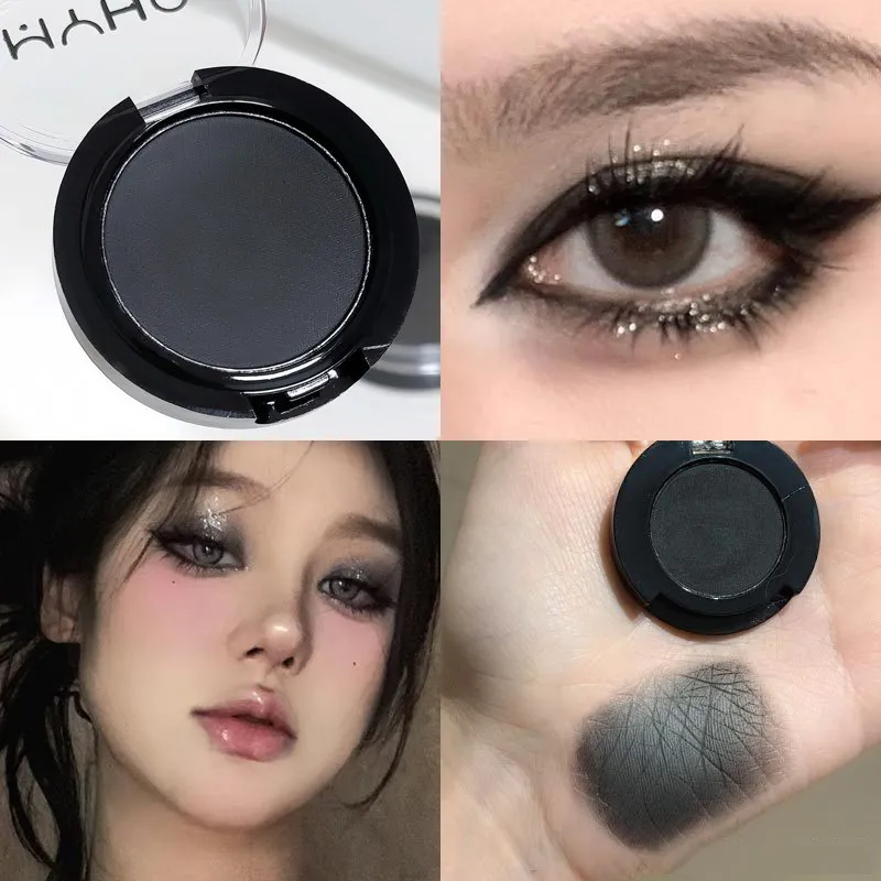 Palet Pembayang Mata Monokrom Mini Matte Smoky Biru Merah Monokrom Penyerlah Cahaya Putih Semulajadi Untuk Kontur Mata Halus Mencerahkan — image 3