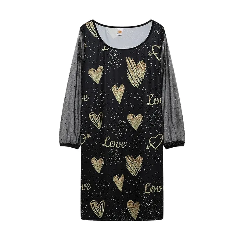 2024 New Spring-style Round Neck Sequins Perspective Gauze Lady Dress — image 14