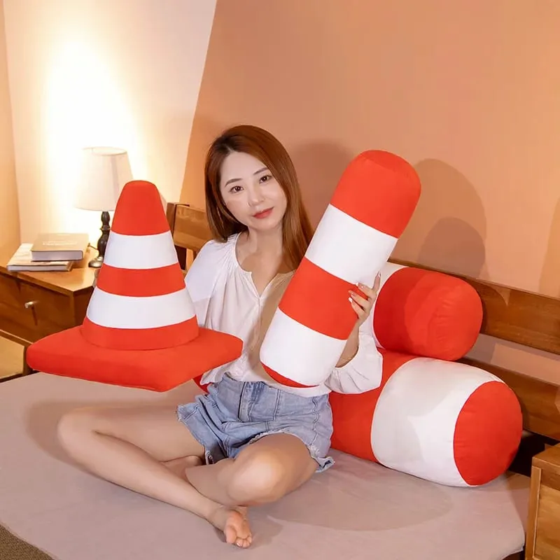 Bantal Mewah Kendaraan Simulasi Laris Mainan Pagar Jalan Penghalang Jalan Kreatif Boneka Lembut untuk Dekorasi Rumah Bantal Tidur Properti — image 4