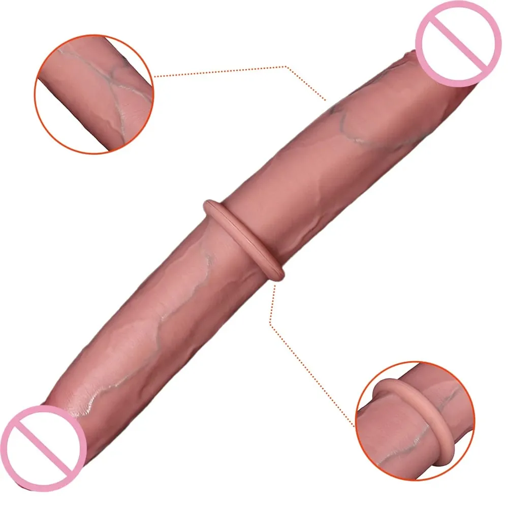 Doppelend-Dildo, realistisch, doppelseitig, große, lange, dicke Dildos mit Venen, Vaginal-Anal-Riesen-Penis-Sexspielzeug für Lesben — image 1